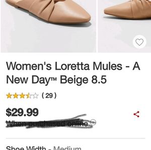 Women's Loretta Mules - A New Day™ W Memory Foam Sole. Color: Beige, Size:8.5.